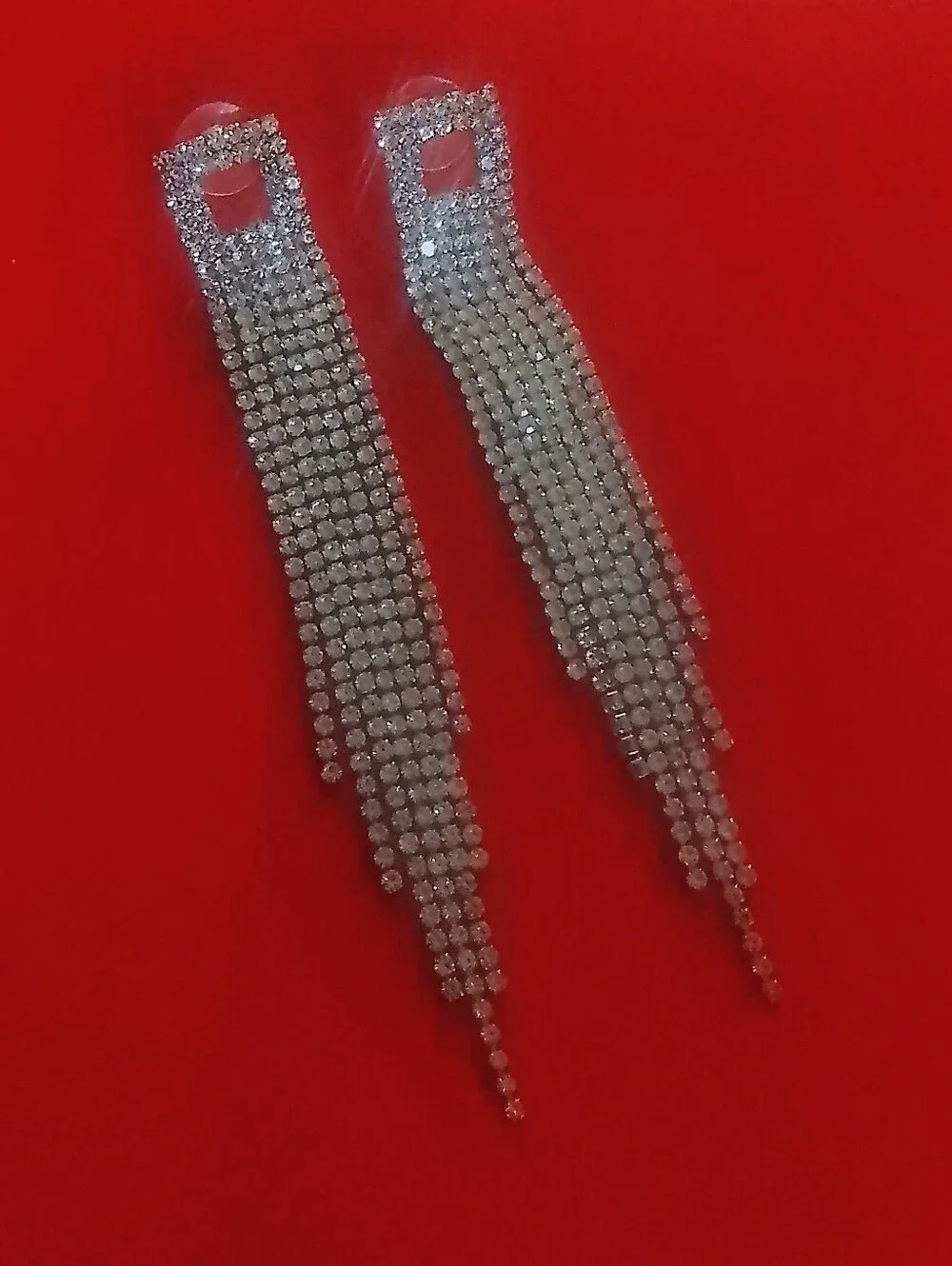 Silver Crystal Fringe Drop Earrings - Sleek Glamour